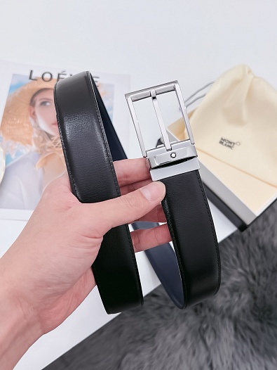 Двусторонний кожаный ремень Montblanc Premium (ширина 3.5 см)   