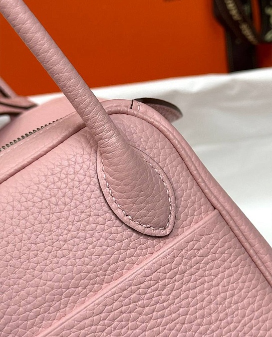 Женская кожаная сумка Hermes Lindy Premium 26x18x13 см - Pink
