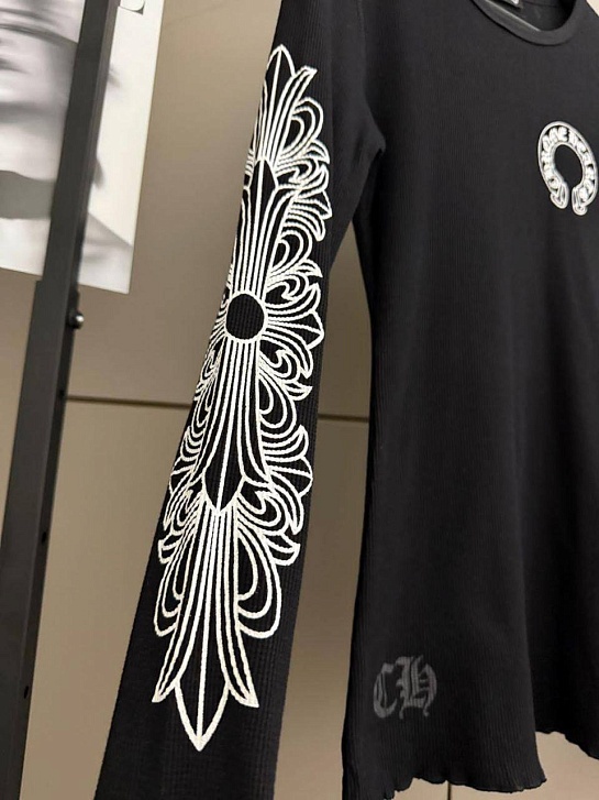 Чёрный женский лонгслив Chrome Hearts premium