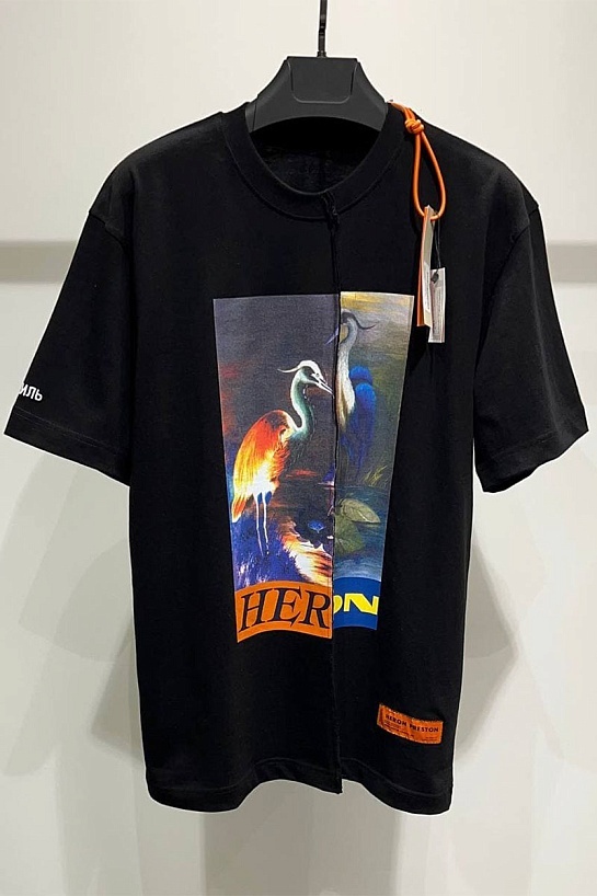 Чёрная оверсайз футболка Heron Preston Split Light Herons