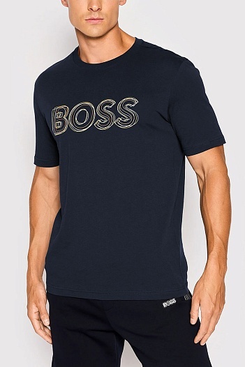 Мужская футболка Hugo Boss тёмно-синего цвета   