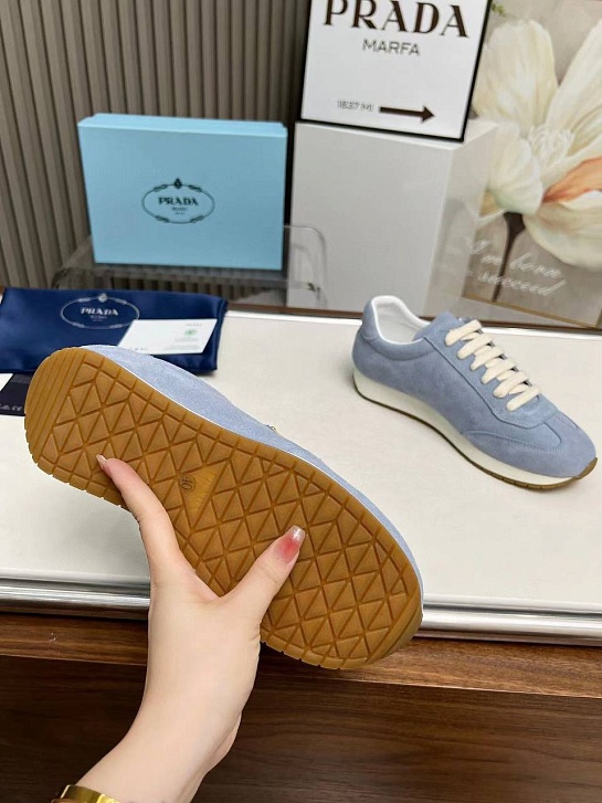 Женские замшевые кроссовки Prada Premium - Blue