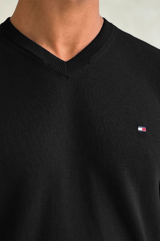 Мужской джемпер Tommy Hilfiger logo-embroidered - Black