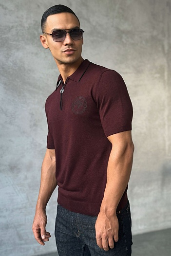 Мужское поло Stefano Ricci Eagle zip-neck - Burgundy   