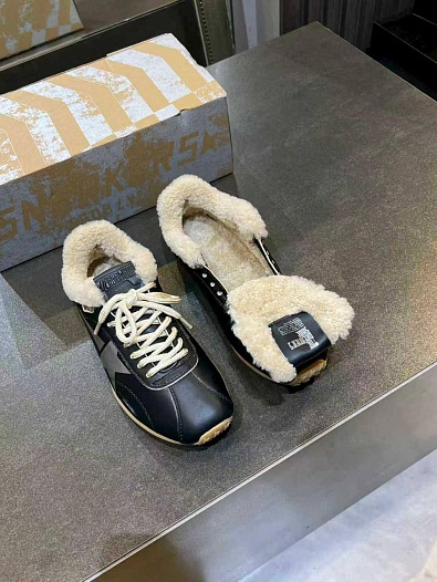 Женские кожаные кроссовки с мехом Golden Goose Super-Star premium   