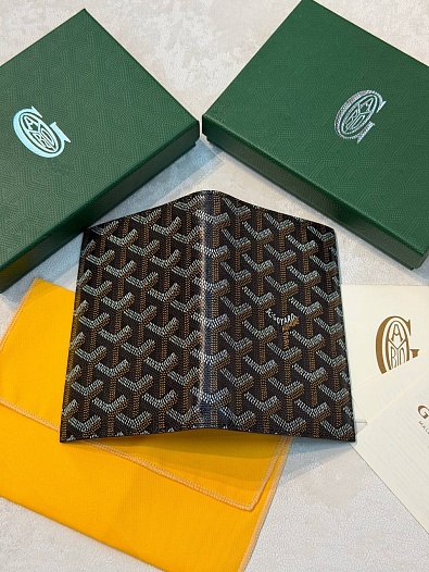 Кожаная обложка для паспорта Goyard Grenelle premium 14x10 см   
