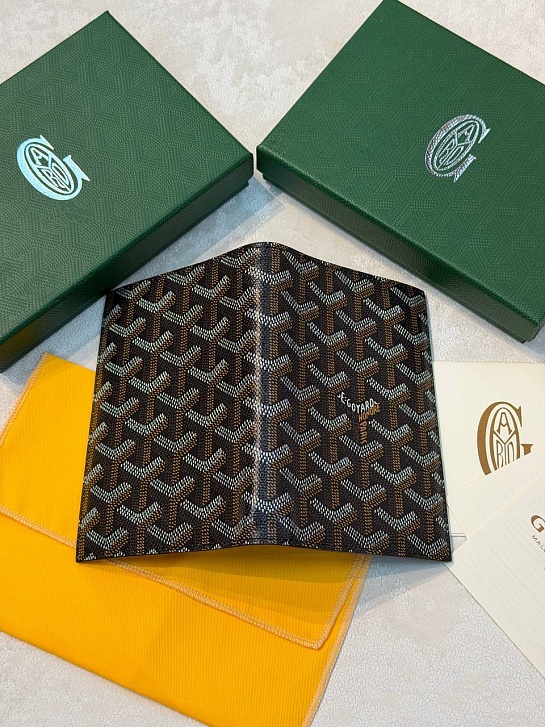 Кожаная обложка для паспорта Goyard Grenelle premium 14x10 см