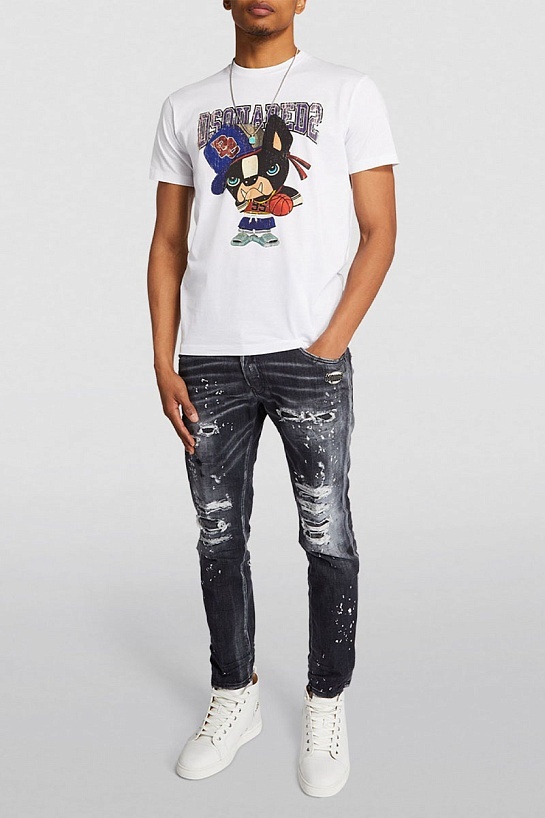 Футболка белого цвета Dsquared2 Angry Dog graphic-print