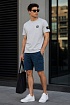 Серая мужская футболка с патчем на плече Stone Island