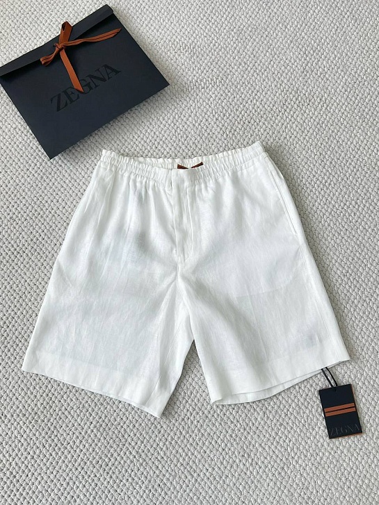 Льняные шорты белого цвета Zegna premium