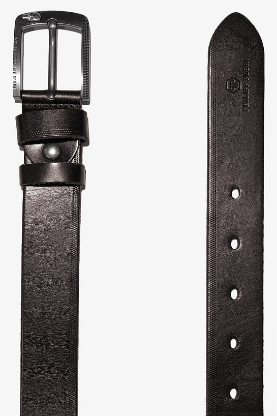 Мужской кожаный ремень Philipp Plein тёмно-коричневого цвета