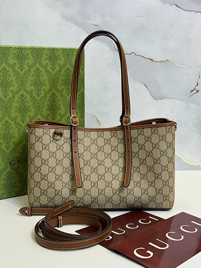 Кожаная сумка Gucci GG Emblem premium 30x19x11 см   