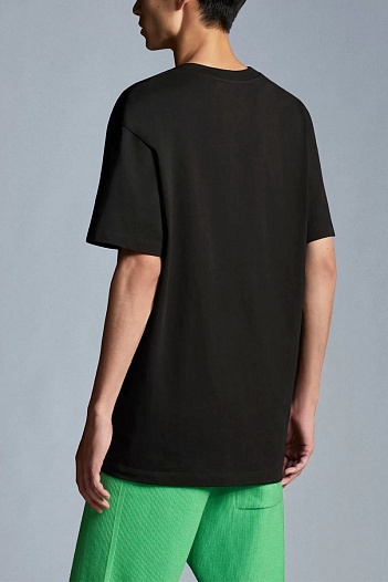 Брендовая оверсайз футболка Moncler чёрного цвета   