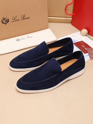 Мужские замшевые лоферы Loro Piana Summer Walk - Navy   