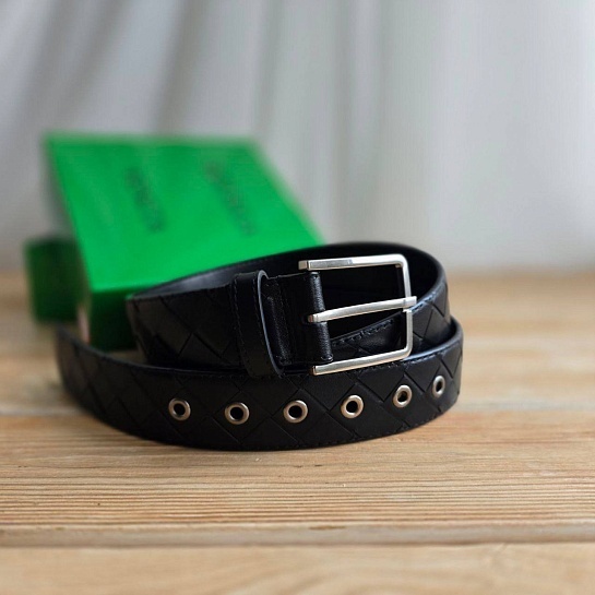 Кожаный чёрный ремень Bottega Veneta - длина 100 / 105 см