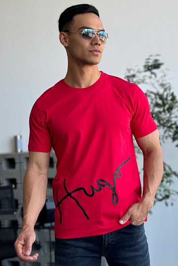 Мужская красная футболка Hugo Boss   
