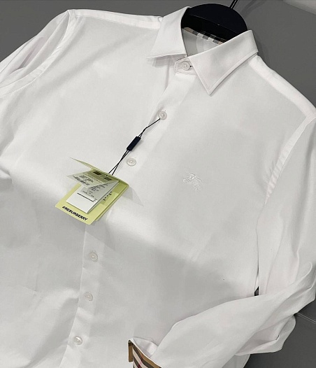 Мужская рубашка Burberry logo-embroidered - White   