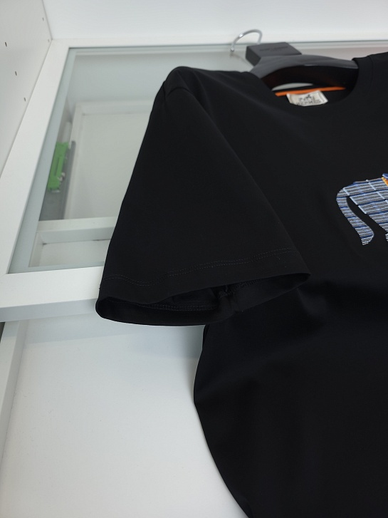 Мужская чёрная футболка Hermes premium
