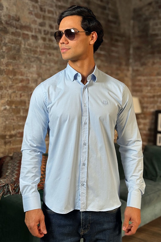 Мужская рубашка Loro Piana голубого цвета