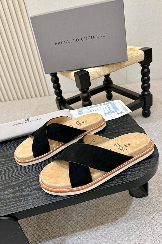 Замшевые шлёпанцы Brunello Cucinelli Crossover