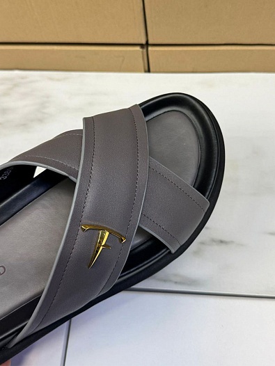 Кожаные шлёпанцы Tom Ford Preston - Grey   