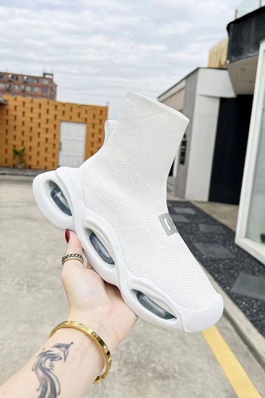 Женские белые кроссовки Dolce&Gabbana Wave mid-top