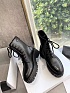 Женские кожаные ботинки с мехом Celine premium - Black