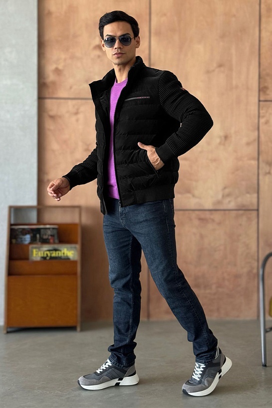 Куртка с вязаными рукавами Prada Linea Rossa - Black