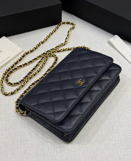 Кожаная сумка Chanel Wallet on Chain premium 19x12x4 см   