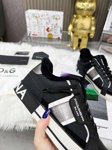 Мужские кроссовки с мехом Dolce & Gabbana Custom 2.Zero   