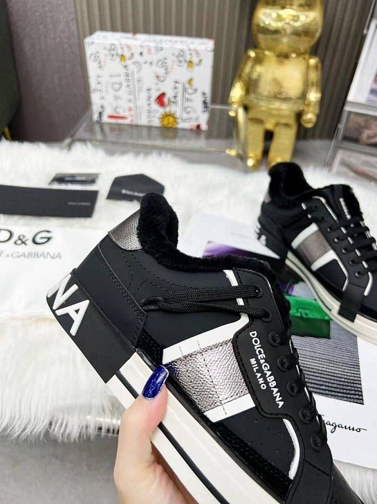 Мужские кроссовки с мехом Dolce & Gabbana Custom 2.Zero