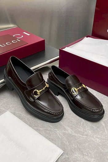 Женские кожаные лоферы Gucci Horsebit premium   