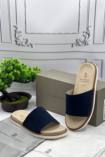 Мужские шлёпанцы Brunello Cucinelli - Navy   
