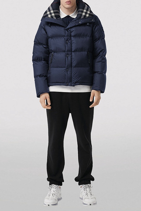 Синяя куртка со съёмными рукавами Burberry Lockwell logo-patch