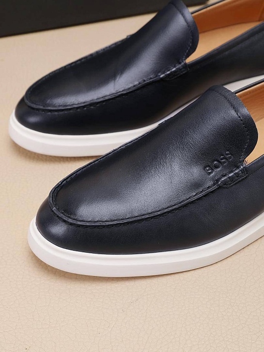 Кожаные лоферы Hugo Boss embossed logo - Navy / White