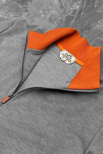 Кофта на молнии Hermes серого цвета   
