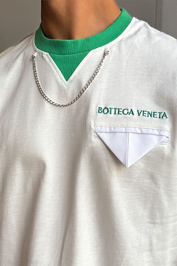 Белая оверсайз футболка Bottega Veneta Chain   