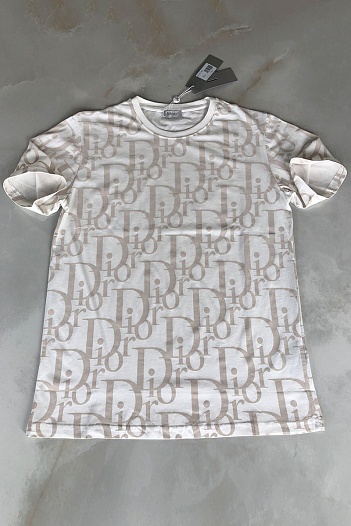 Белая мужская футболка Dior All-over Logo   