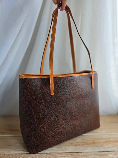 Кожаная сумка Etro с узором пейсли 36x26 см   