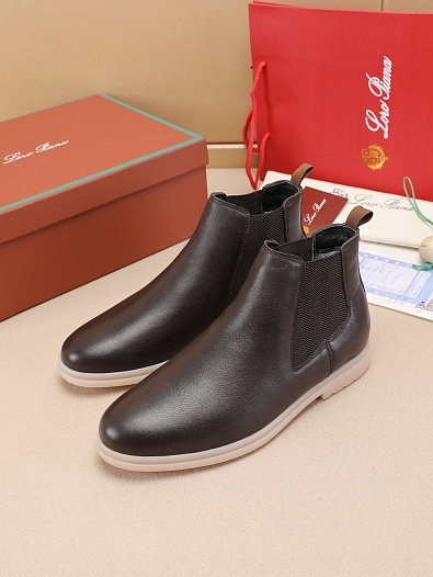 Кожаные ботинки с мехом Loro Piana   