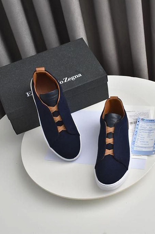 Синие кроссовки Ermenegildo Zegna Triple Stitch Wool