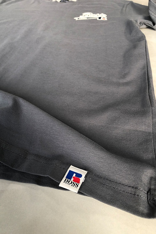 Мужская серая футболка Hugo Boss x Russell Athletic