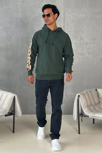 Зелёное оверсайз худи Gucci Interlocking G stripe   