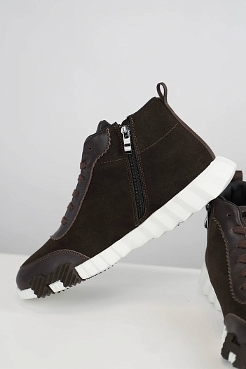 Кроссовки с мехом Hermes Bouncing high-top - Brown   