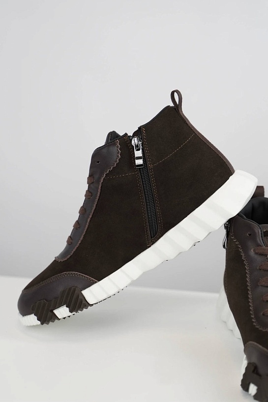 Кроссовки с мехом Hermes Bouncing high-top - Brown