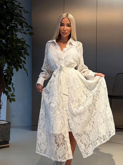 Женское кружевное платье белого цвета Zimmermann premium   