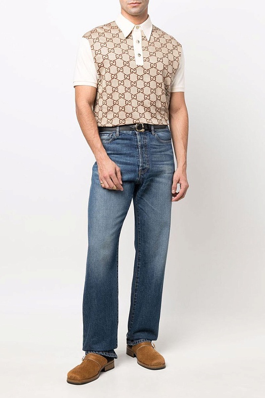 Мужское поло Gucci GG monogram all-over - White / Beige
