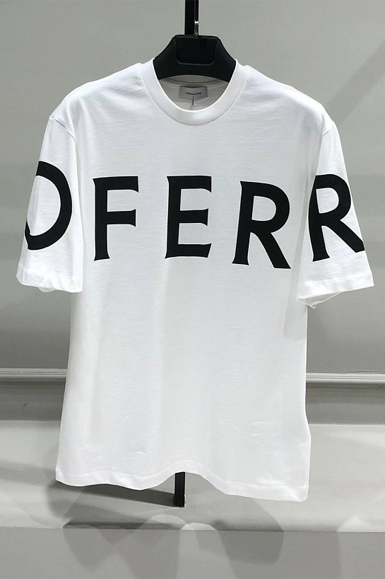Мужская белая футболка Ferragamo logo-print