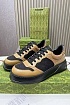 Мужские кожаные кроссовки Gucci - Beige / Black