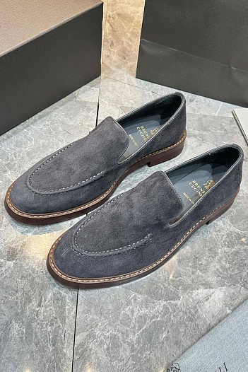 Замшевые лоферы Brunello Cucinelli - Dark Grey   